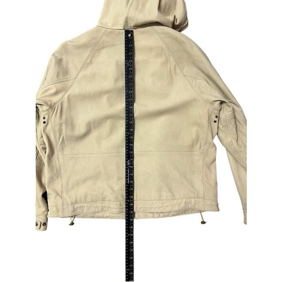 Territory Ahead Leather Jacket Hooded Suede Coat Cream Small Classic Neutral - Picture 12 of 12
